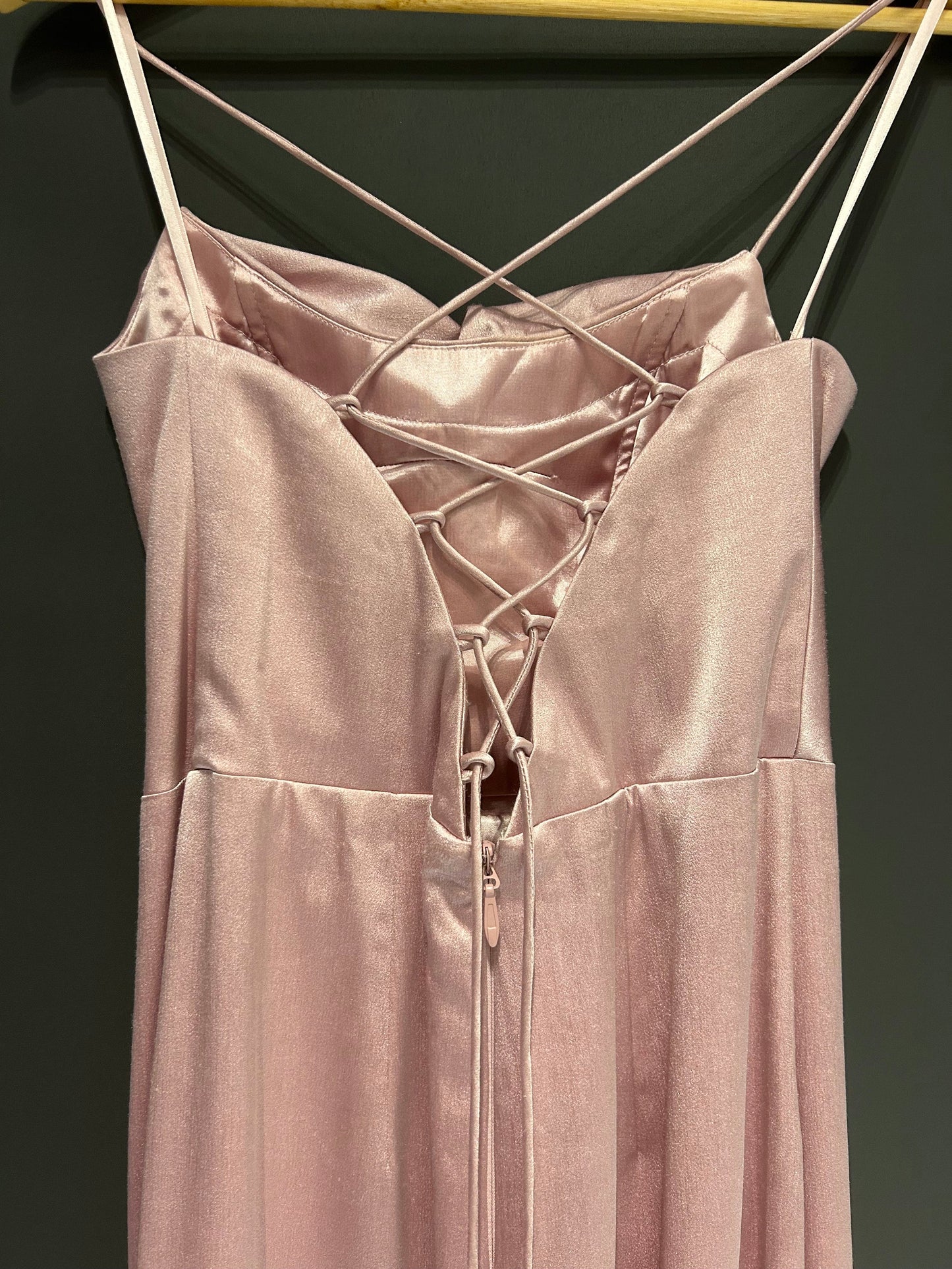 BARIANO Stephanie Cowl Drape Gown In Dusty Pink