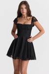 HOUSE OF CB Kaia Black A Line Mini Dress - Size XS