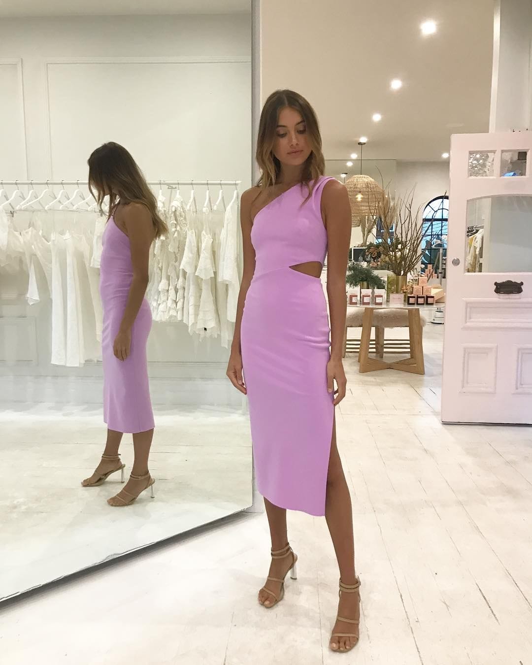 Alessandra asym cheap dress lilac