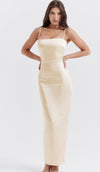 HOUSE OF CB Costanza Vintage Cream Maxi Dress - Size M