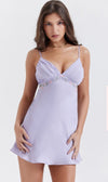 HOUSE OF CB Christa Embroidered Lavender Mini Dress - Size S plus cup