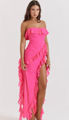 HOUSE OF CB Sarina Hot Pink Ruffle Maxi Dress- Sizes XS, S, M
