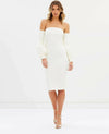 MISHA COLLECTION Ivory Balloon Sleeve Midi Dress