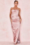 HOUSE OF CB Adrienne Blush Satin Strapless Gown - Size S
