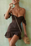 HOUSE OF CB Dionne Espresso Ruffle Corset Mini Dress - Size XS, S