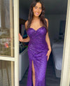 LA FEMME Sequin Purple Gown