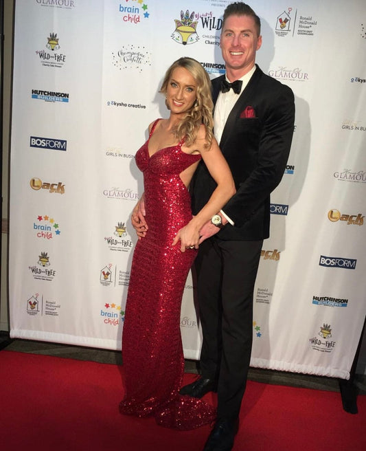 AMY TAYLOR Long Sequin Open Back