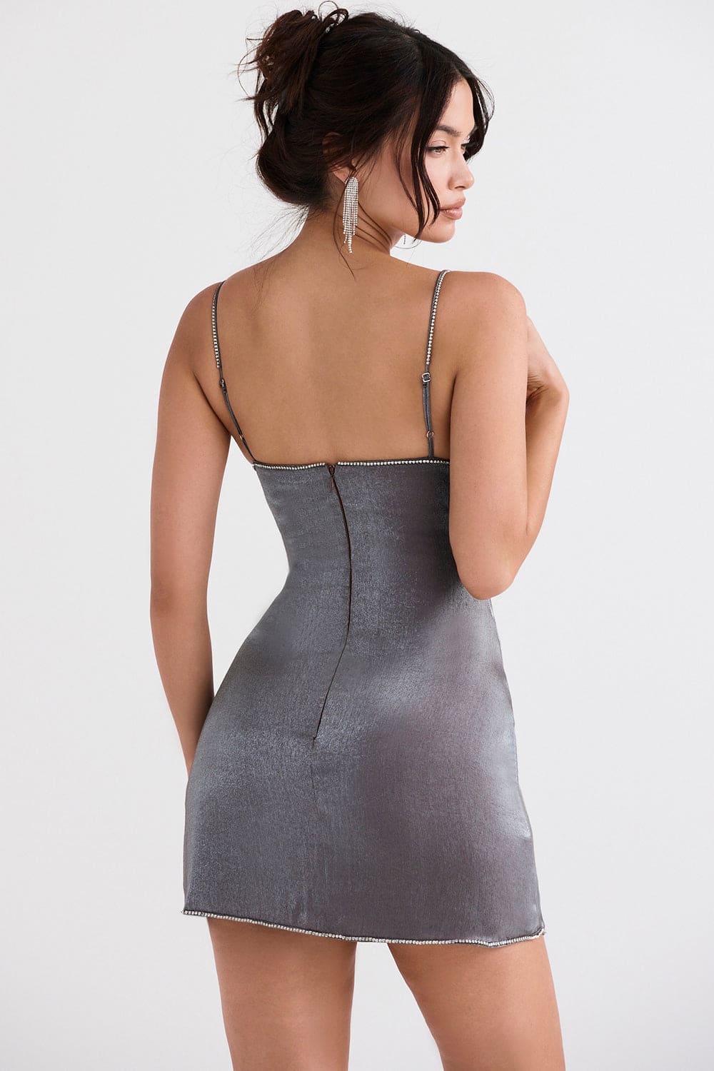 HOUSE OF CB Maisie Graphite Iridescent Mini Dress - Size S Plus cup