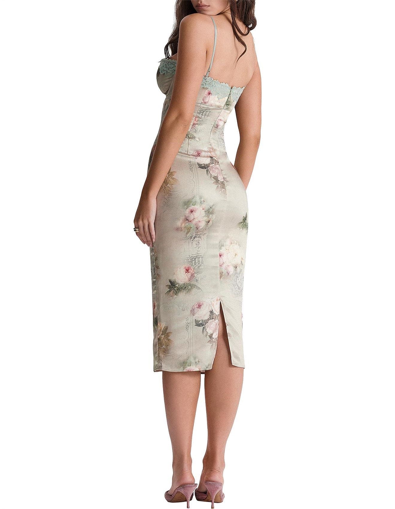 HOUSE OF CB Venus Vintage Floral Midi Dress - Size XS