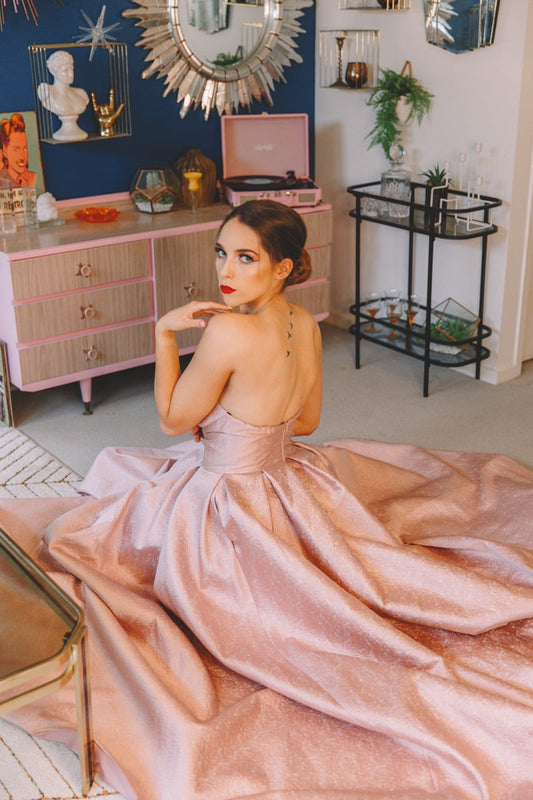 pink jacquard gown