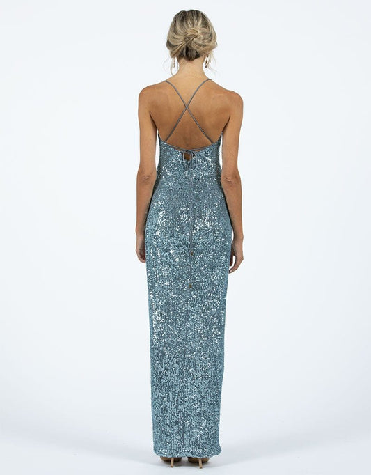 isabella sequin drape maxi