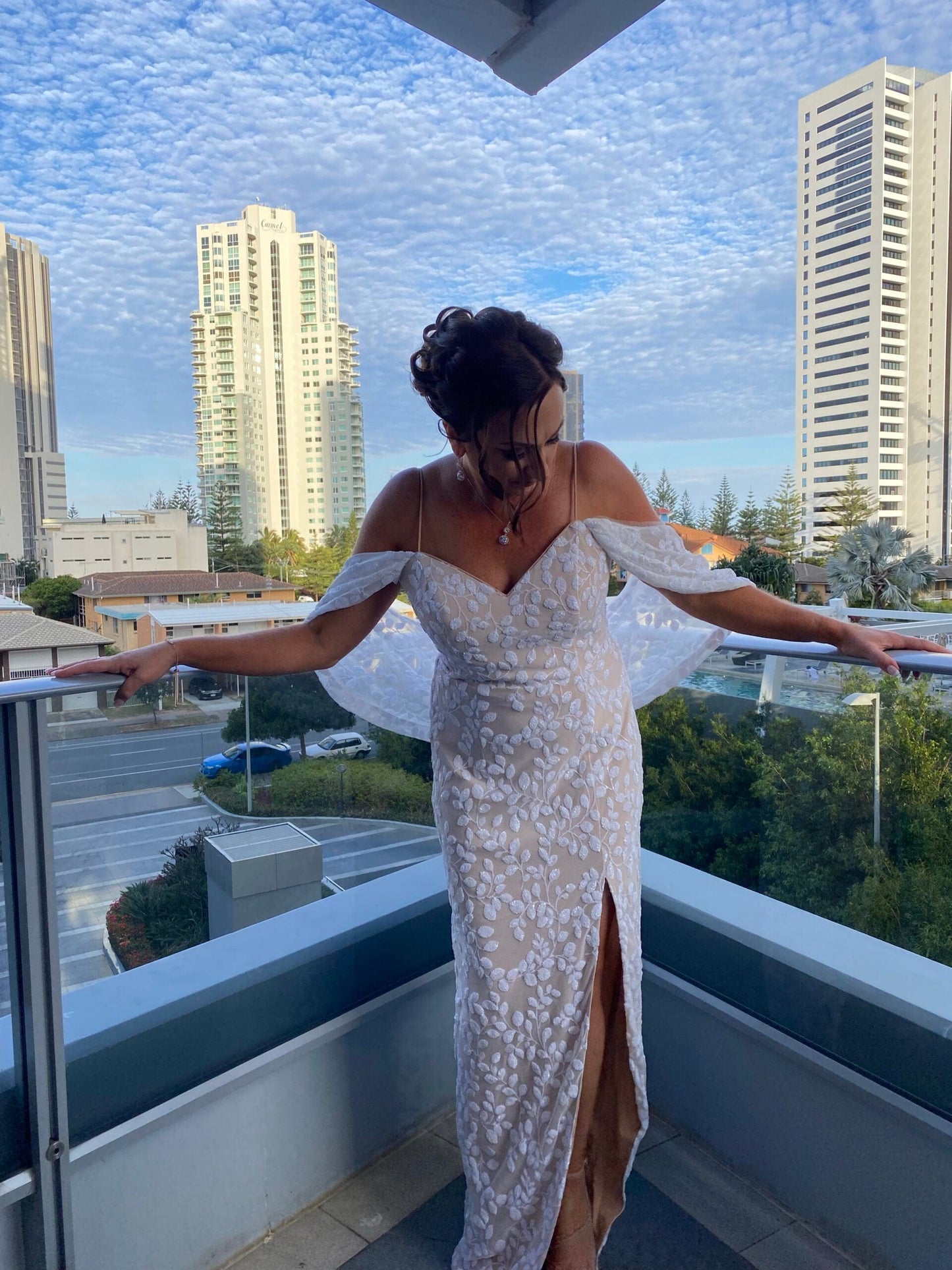 sequin drape cocktail dress