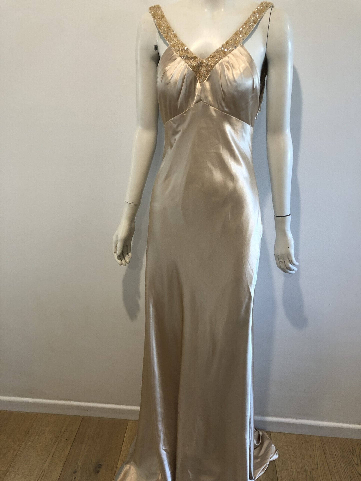 KLOTH KOOTURE Satin Gown With Sequin Straps