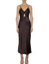 SHONA JOY Ruched Bias Slip Midi In Espresso