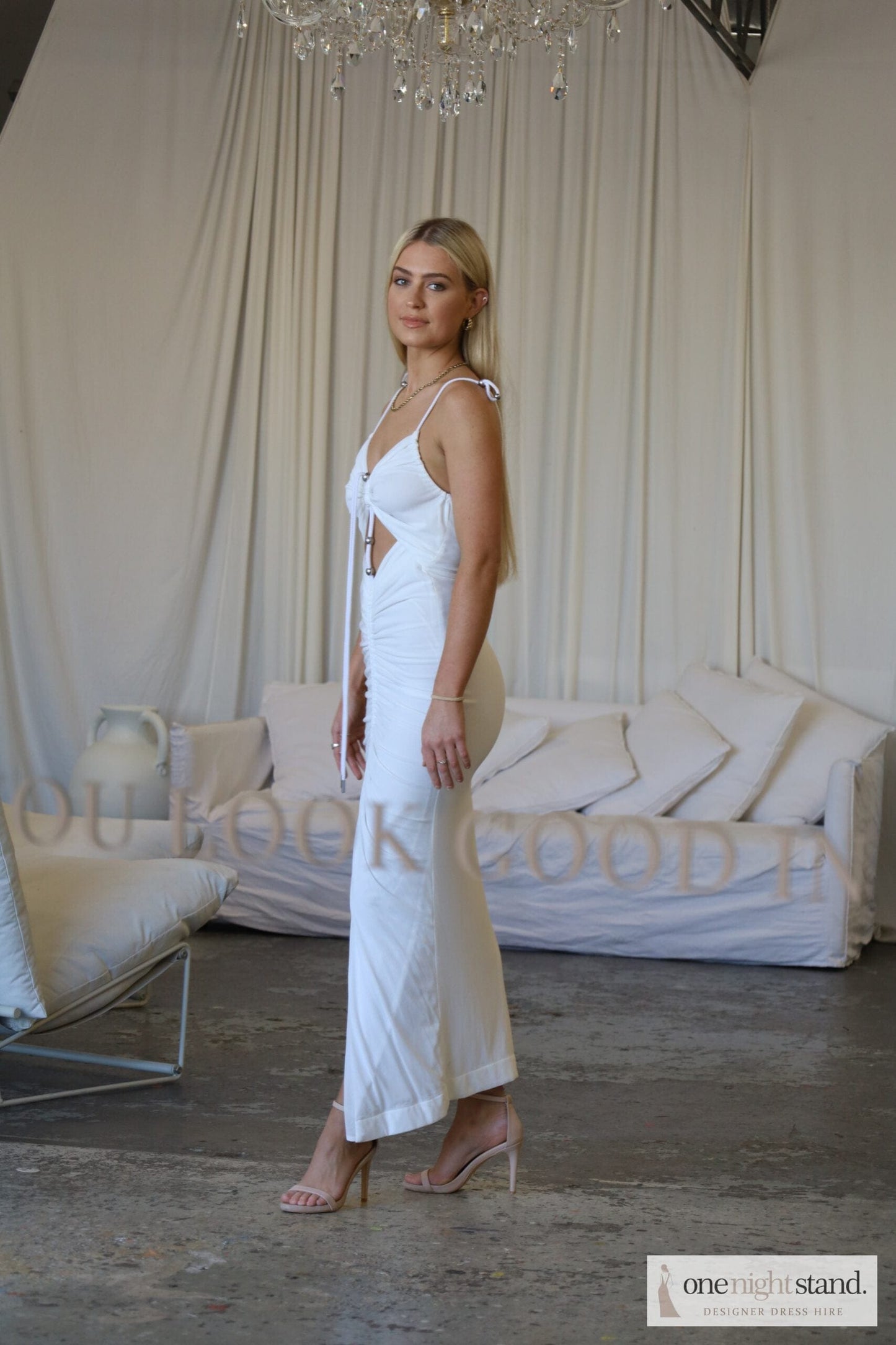 gathered butterfly midi dress