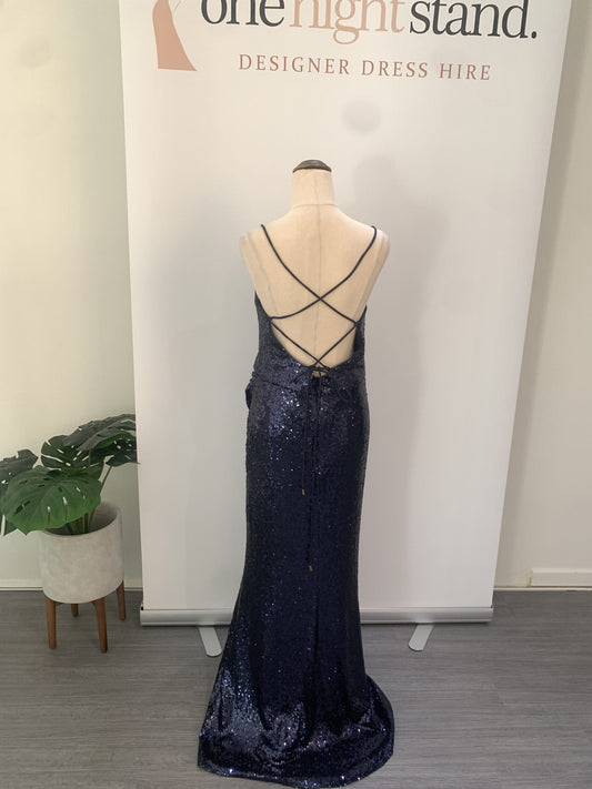 BARIANO Marianne Sequin Gown In Navy
