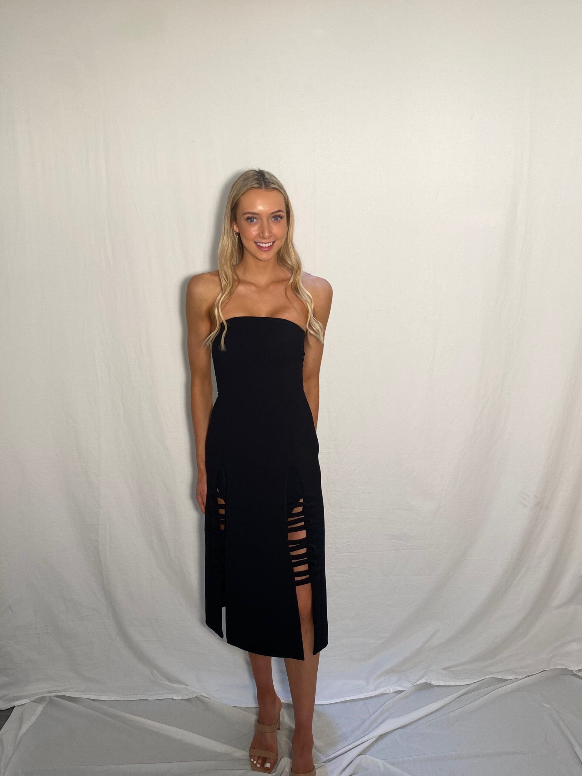 strapless midi dress