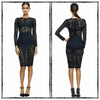 Black lace see through midi with long sleeves