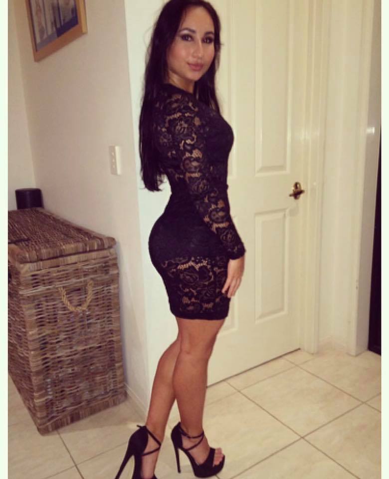 Black lace see through midi with long sleeves