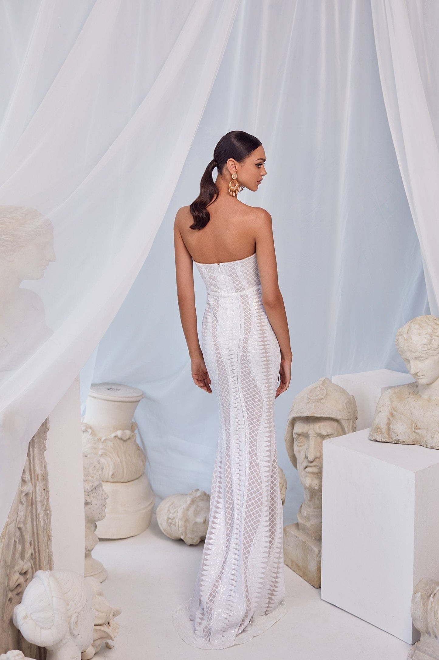nora white sequin gown