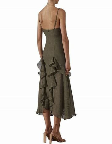 Contour Ruffle Cocktail Midi Dress