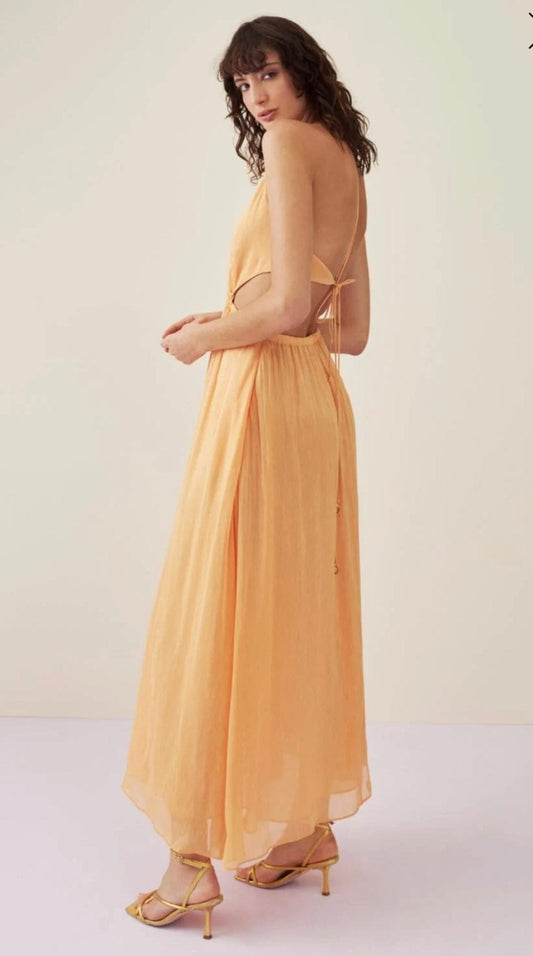 lyrical colours halter maxi dress