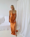 ALAMOUR THE LABEL Evey Rust Satin Dress Size S