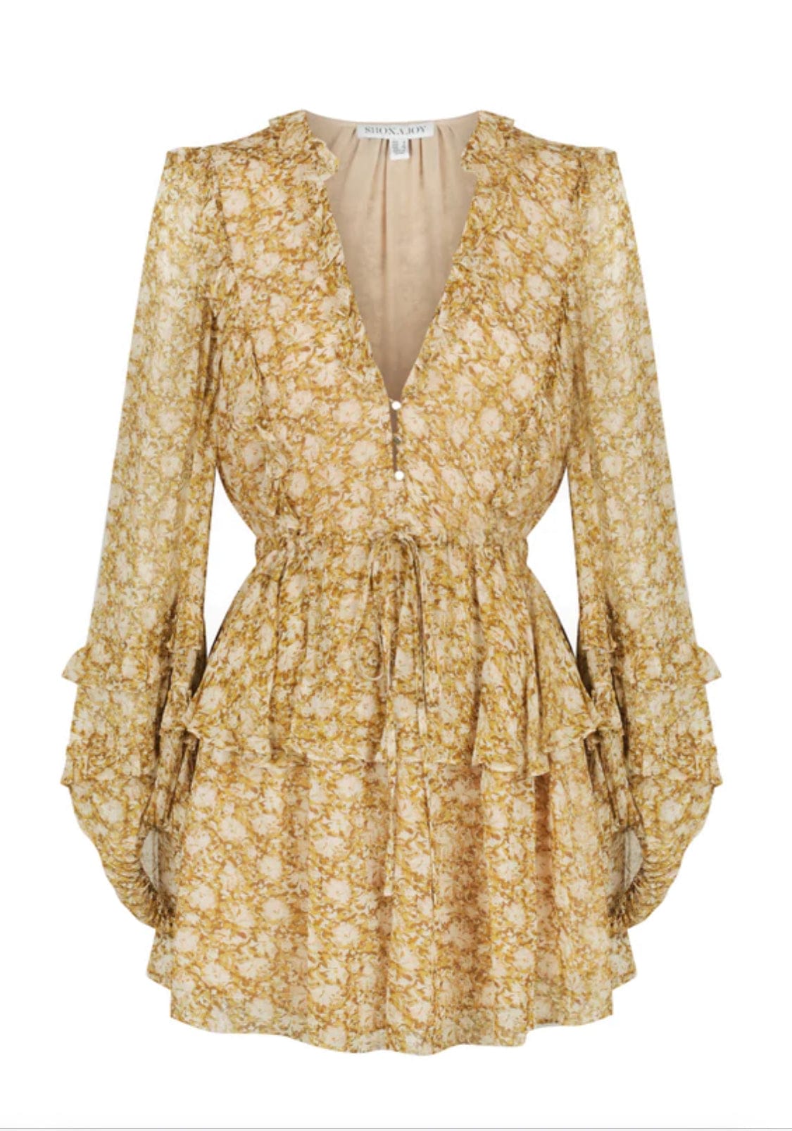 julia balloon sleeve draw string mini dress