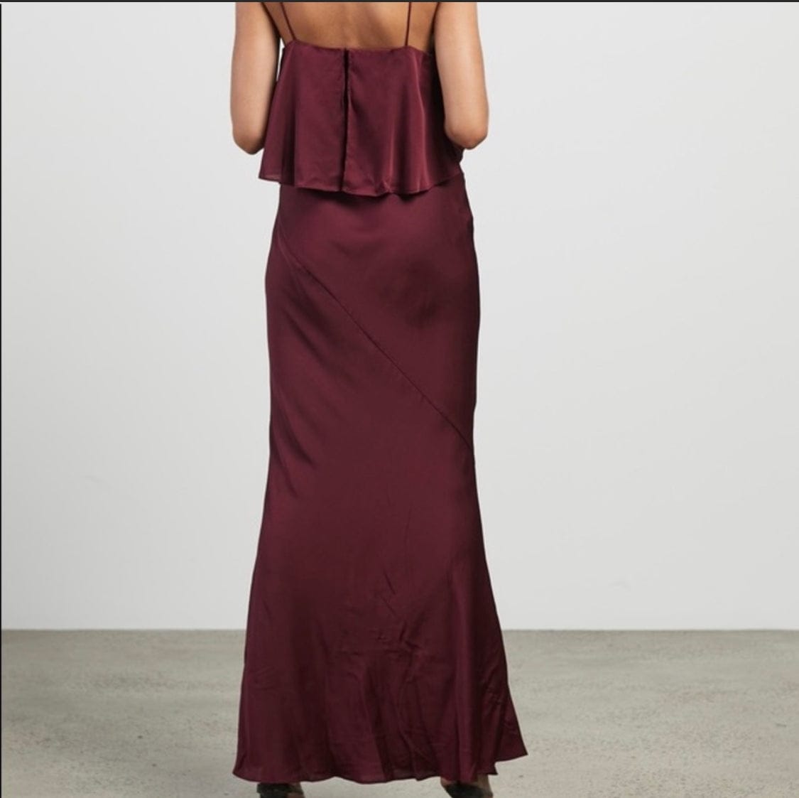 Garnet Bias Frill Slip Maxi Dress