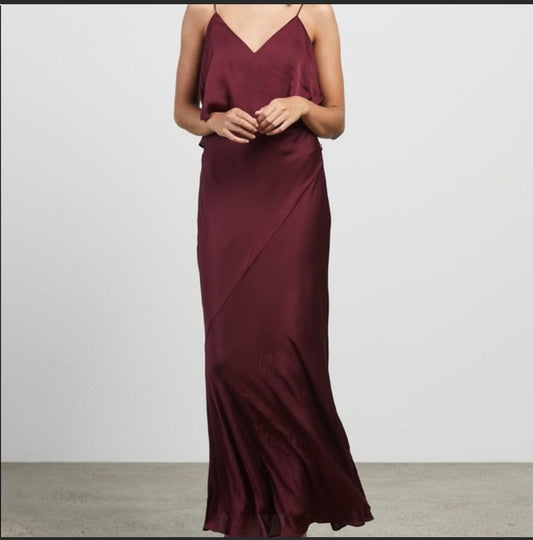Garnet Bias Frill Slip Maxi Dress