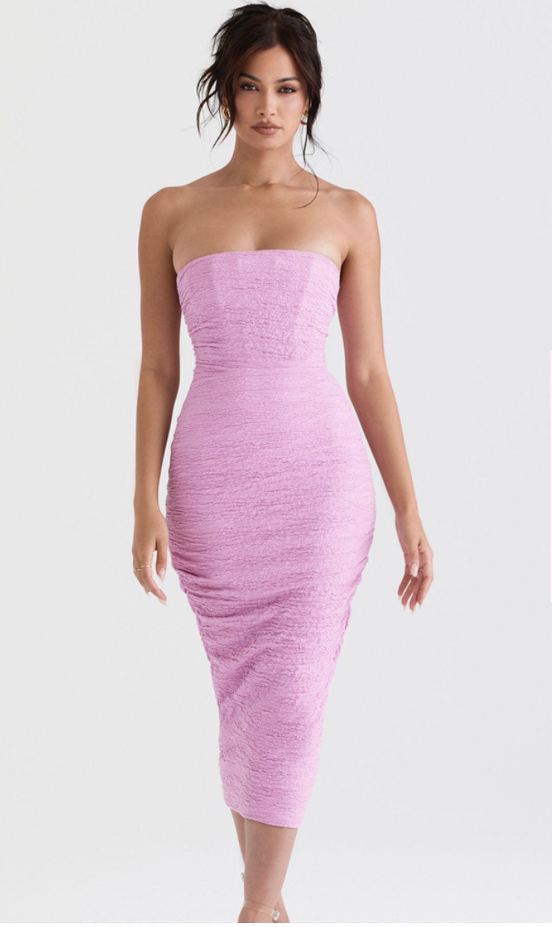 tana pink strapless corset midi dress