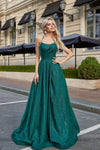 TINA HOLLY Sprinkle Glitter Formal Gown - Emerald Green
