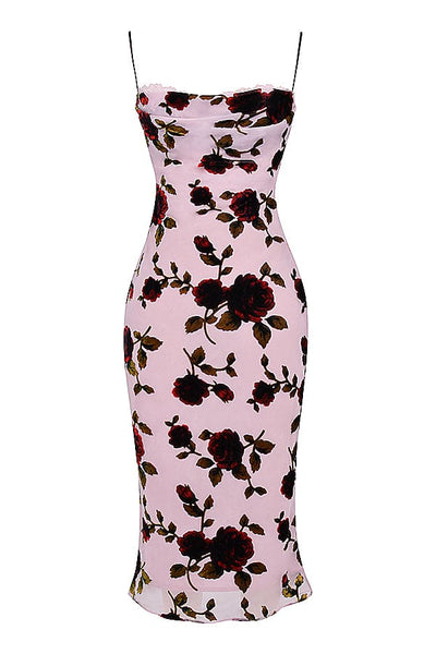 Azura Pink Devore Midi Dress