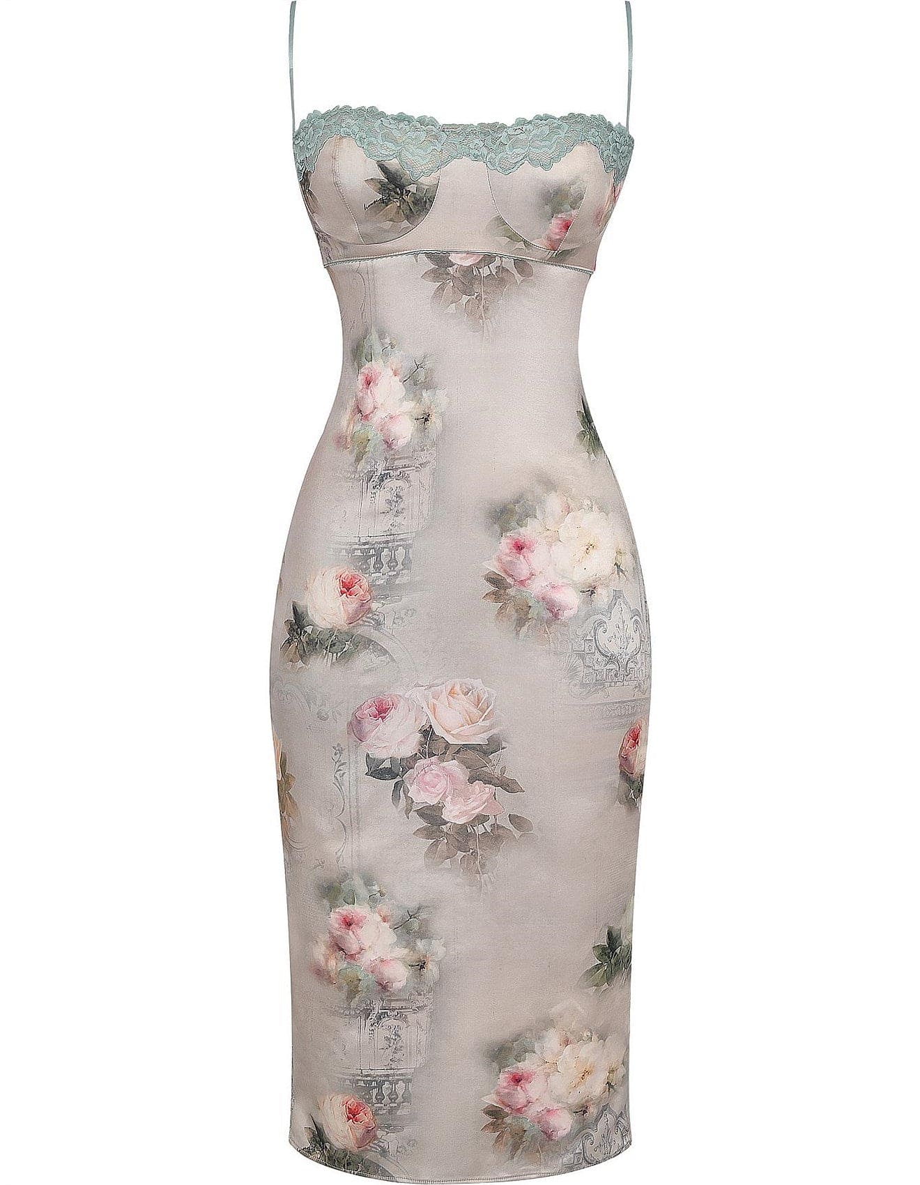 venus vintage floral midi dress HOUSE OF CB 'Venus' Vintage Floral Midi Dress green corset style NWOT size XL