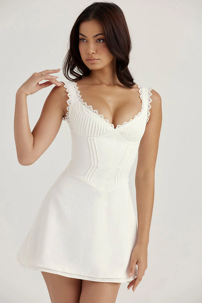 House of CB Tilly Pin Tuck Mini in White XS