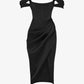 HOUSE OF CB Loretta Satin Off Shoulder Dress - Black - Size S