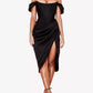 HOUSE OF CB Loretta Satin Off Shoulder Dress - Black - Size S