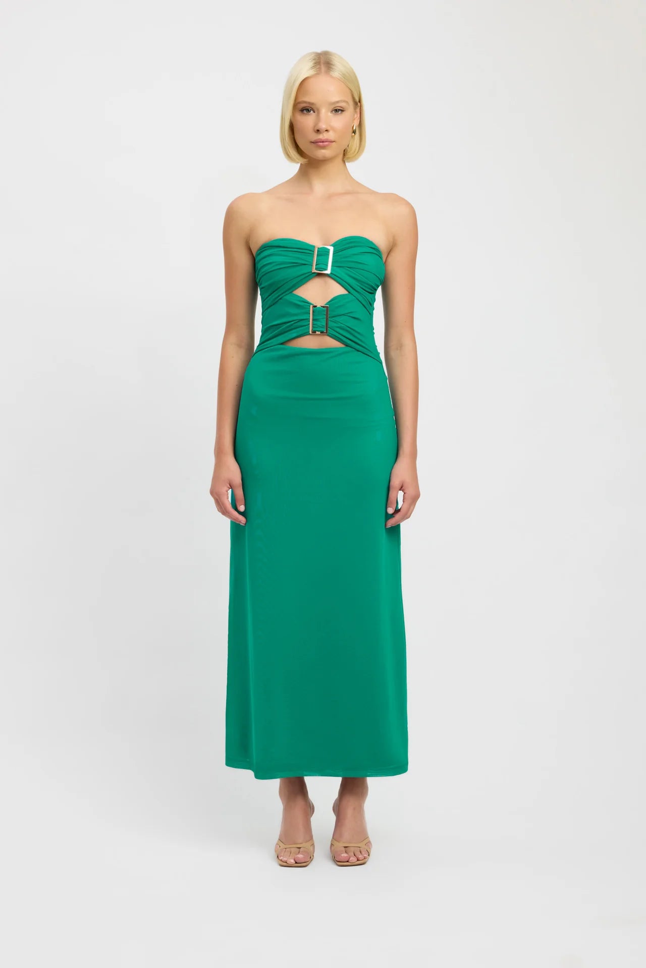 KOOKAI Paradise Green Bolt Buckle Dress - Size 10 One Night Stand Designer Dress Hire KOOKAI Paradise Green Bolt Buckle Dress - Size 10 One Night Stand Designer Dress Hire