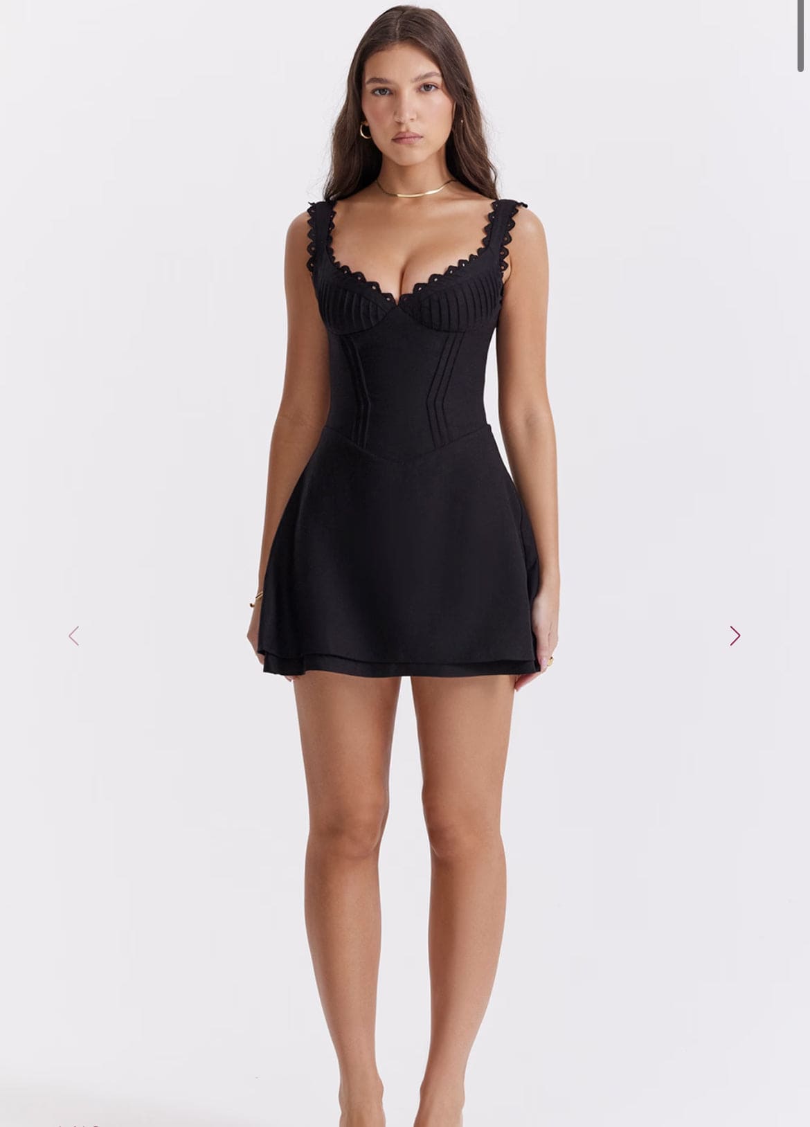 House of CB Tilly Pin Tuck Mini in Black S