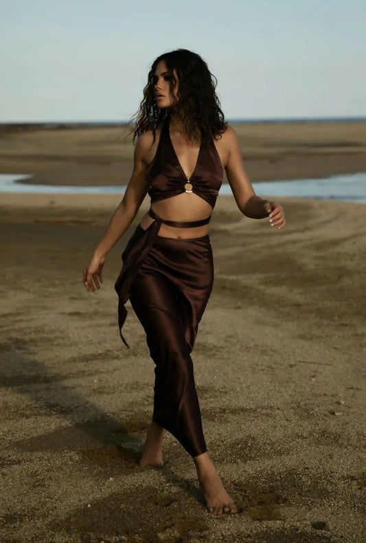 RAT & BOA Portia Top And Selena Skirt in brown - Size S
