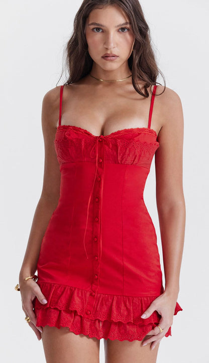 HOUSE OF CB Luci in Cherry Red - Size XS