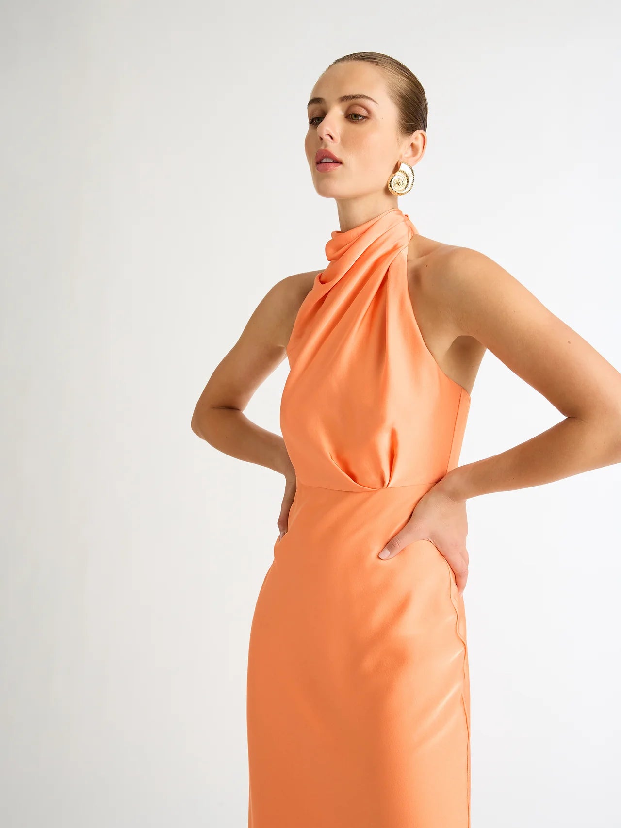 SHEIKE Jasmine Midi Dress in Apricot - Size 8
