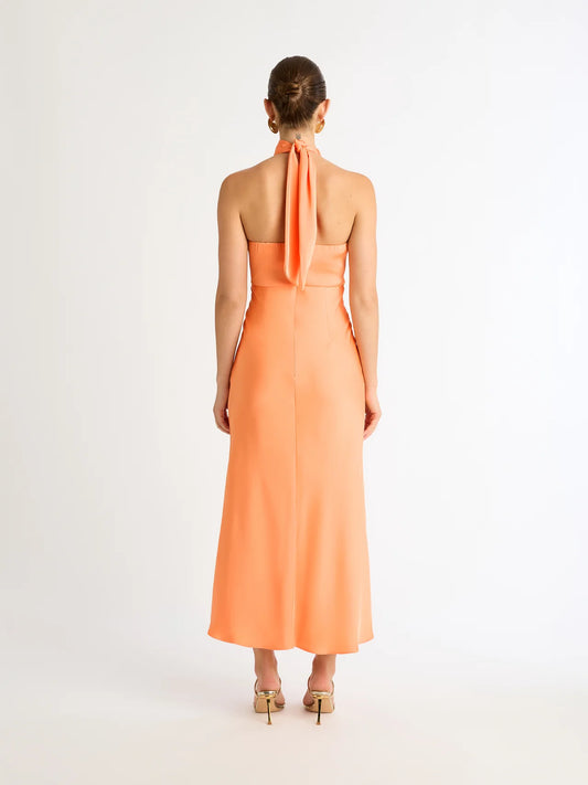 Jasmine Midi Dress in Apricot - Size 8