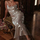 HOUSE OF CB Leia Champagne Shimmer, Low Back Maxi Dress - Size S