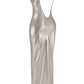 HOUSE OF CB Leia Champagne Shimmer, Low Back Maxi Dress - Size S