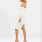 MISHA COLLECTION Ivory Balloon Sleeve Midi Dress