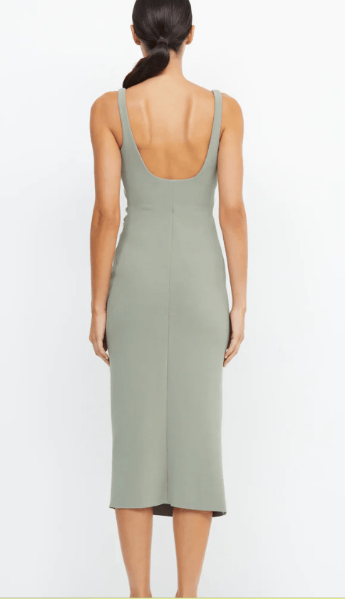 Be Mine Square Neck Dress In Sage green