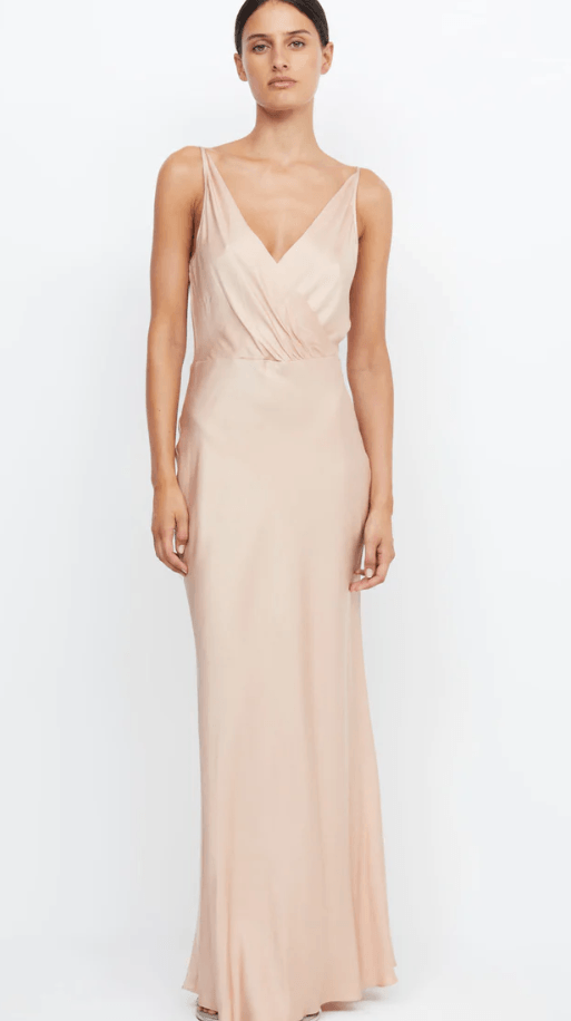 BEC & BRIDGE/HIRE /Adore V Maxi Dress in Rose Gold (sIZE 8) One Night Stand Designer Dress Hire BEC & BRIDGE/HIRE /Adore V Maxi Dress in Rose Gold (sIZE 8) One Night Stand Designer Dress Hire