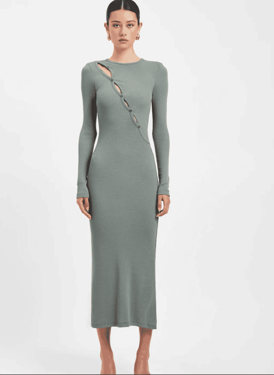 KOOKAI Emmett Merino Wool Dress in Black Sizes 8, 10 or Agave Green Size 8, 10