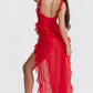 HOUSE OF CB Ariela Cherry Ruffle Maxi Dress - Size XS